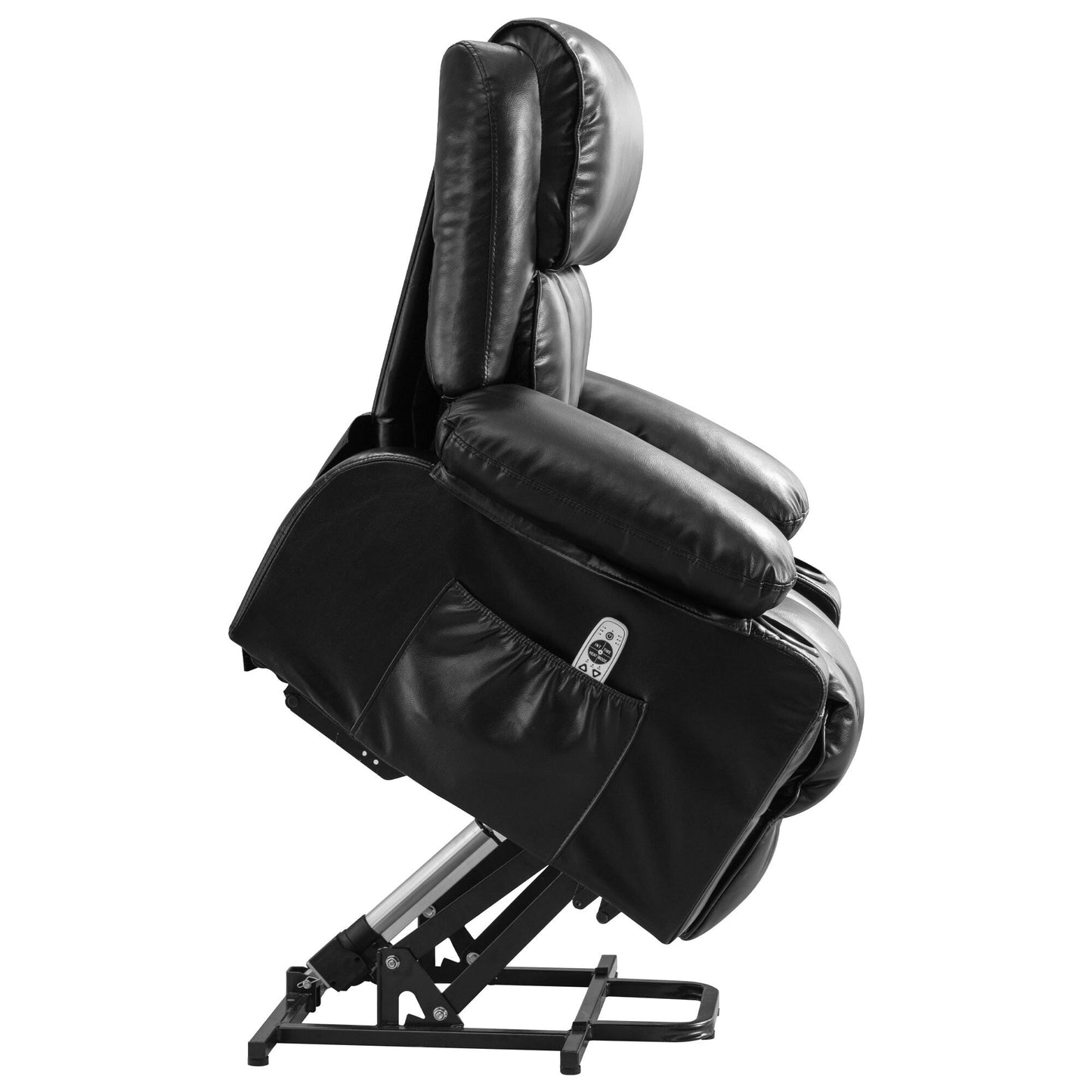Black Power Lift Recliner with Massage, Heat & PU Leather