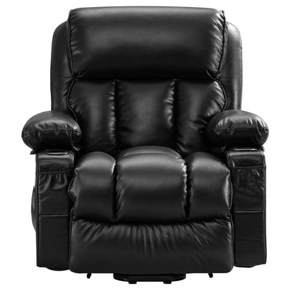 Black Power Lift Recliner with Massage, Heat & PU Leather