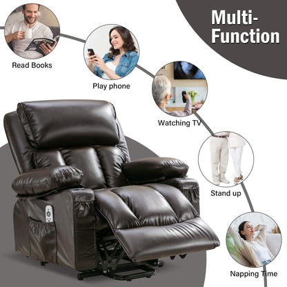 Black Power Lift Recliner with Massage, Heat & PU Leather