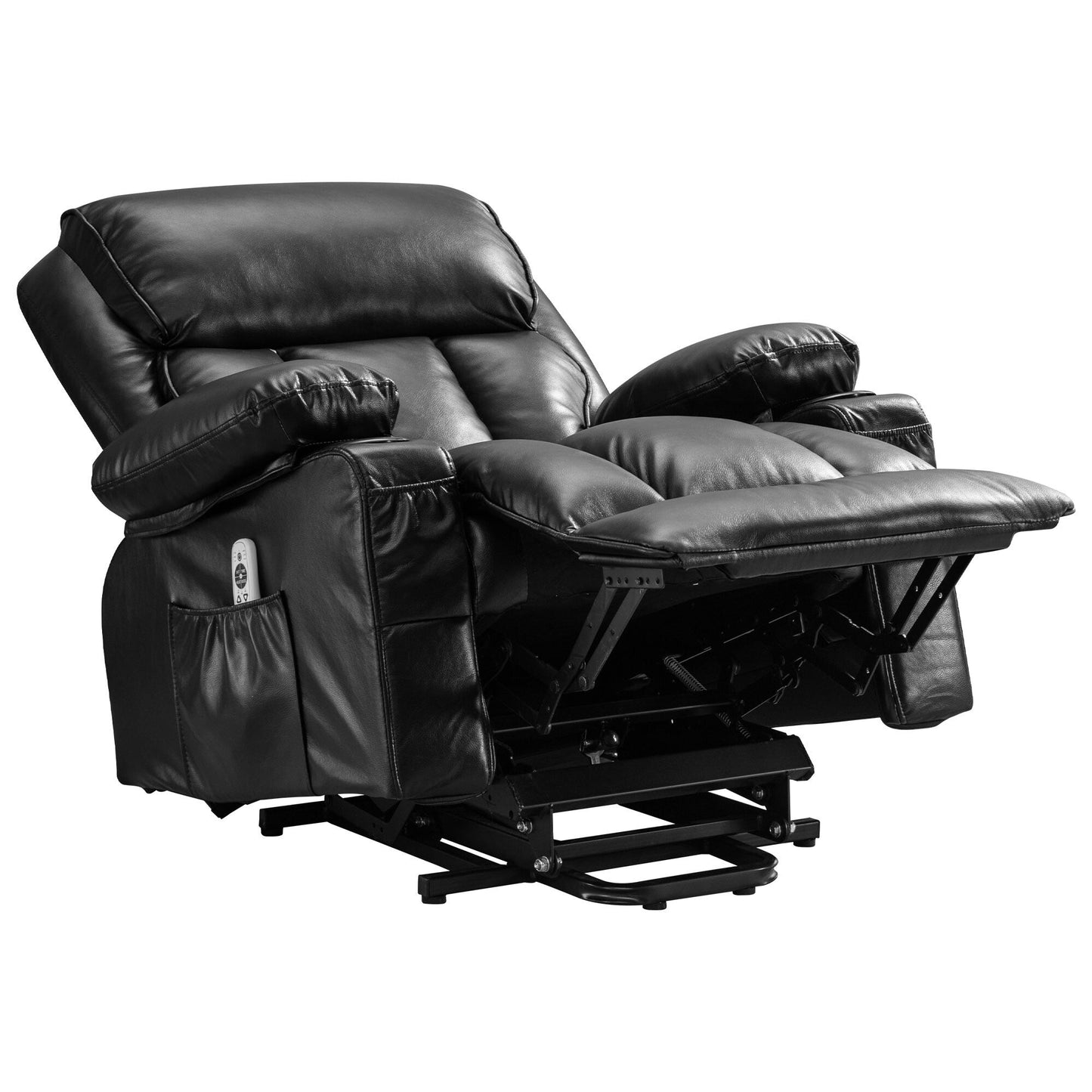 Black Power Lift Recliner with Massage, Heat & PU Leather