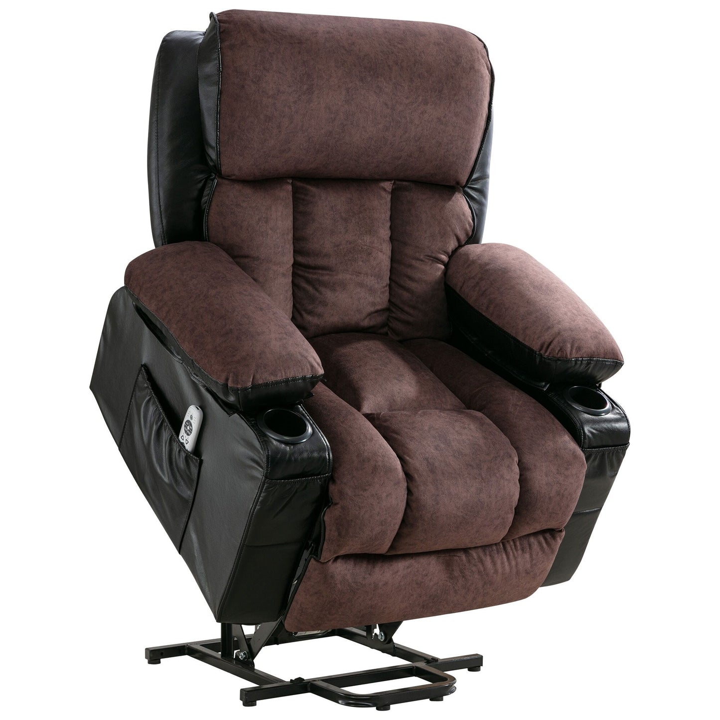 Black Power Lift Recliner with Massage, Heat & PU Leather