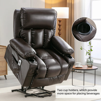 Black Power Lift Recliner with Massage, Heat & PU Leather