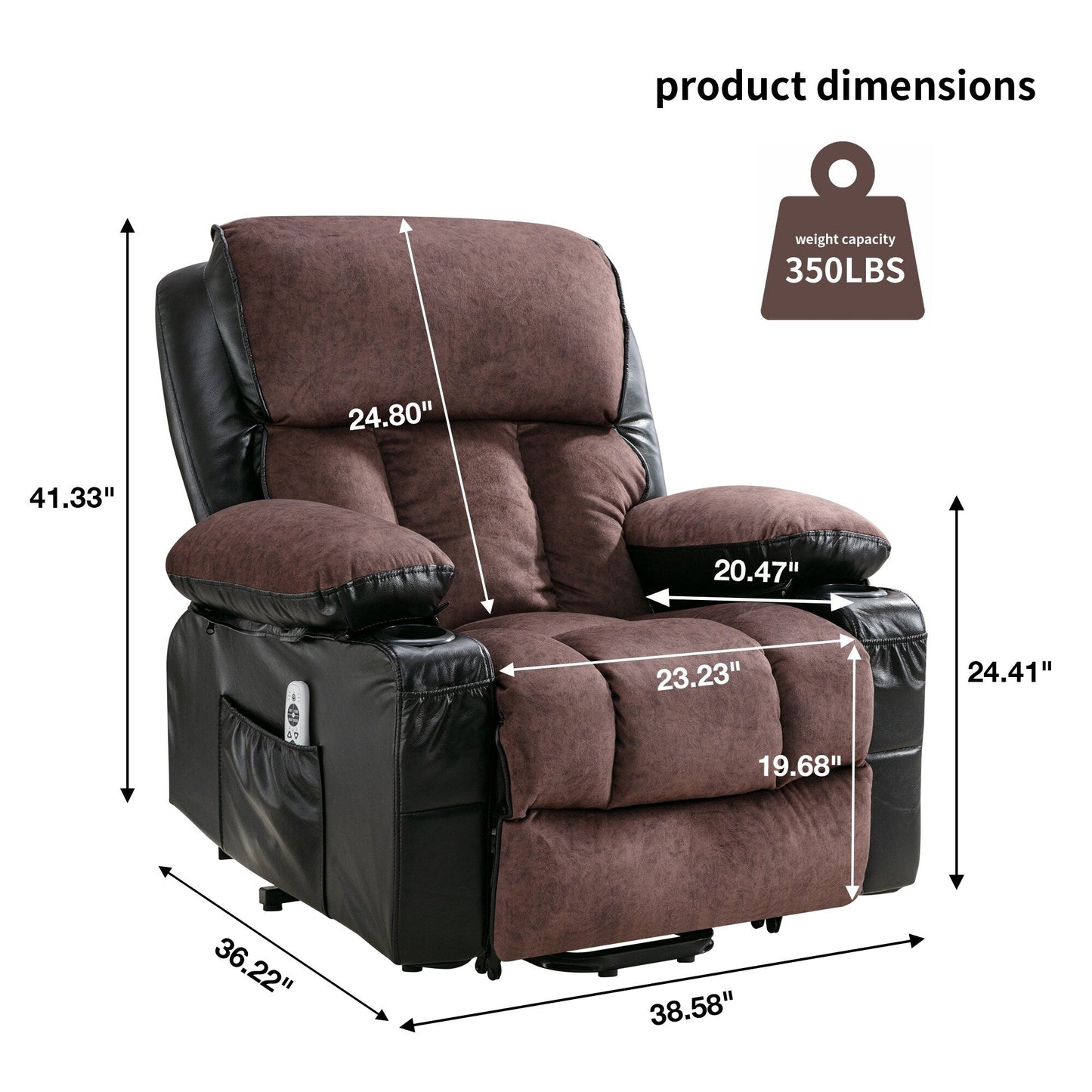 Black Power Lift Recliner with Massage, Heat & PU Leather