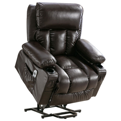Black Power Lift Recliner with Massage, Heat & PU Leather