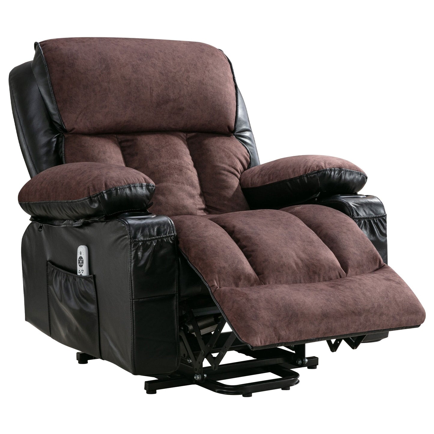 Black Power Lift Recliner with Massage, Heat & PU Leather