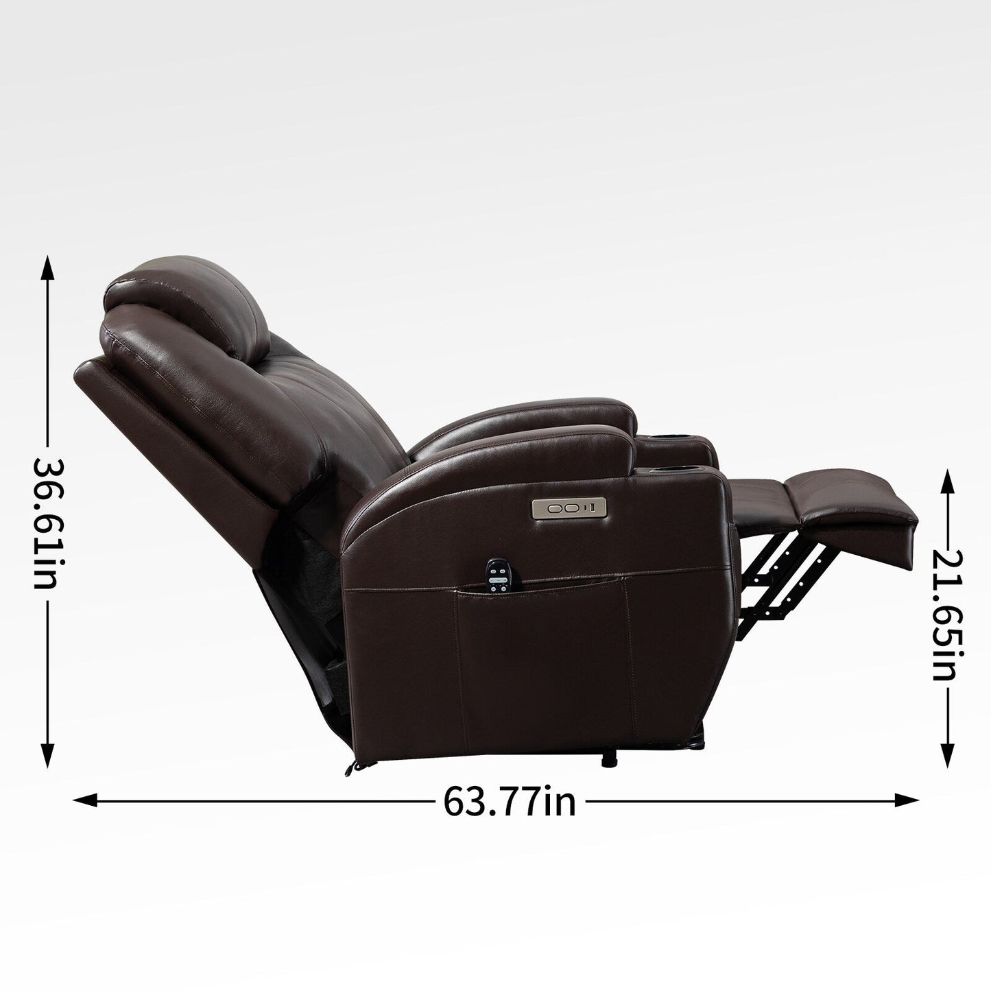 Black Power Lift Recliner with Okin Motor, 8-Point Vibration Massage, Lumbar Heating, Dual Cup Holders, and USB Ports