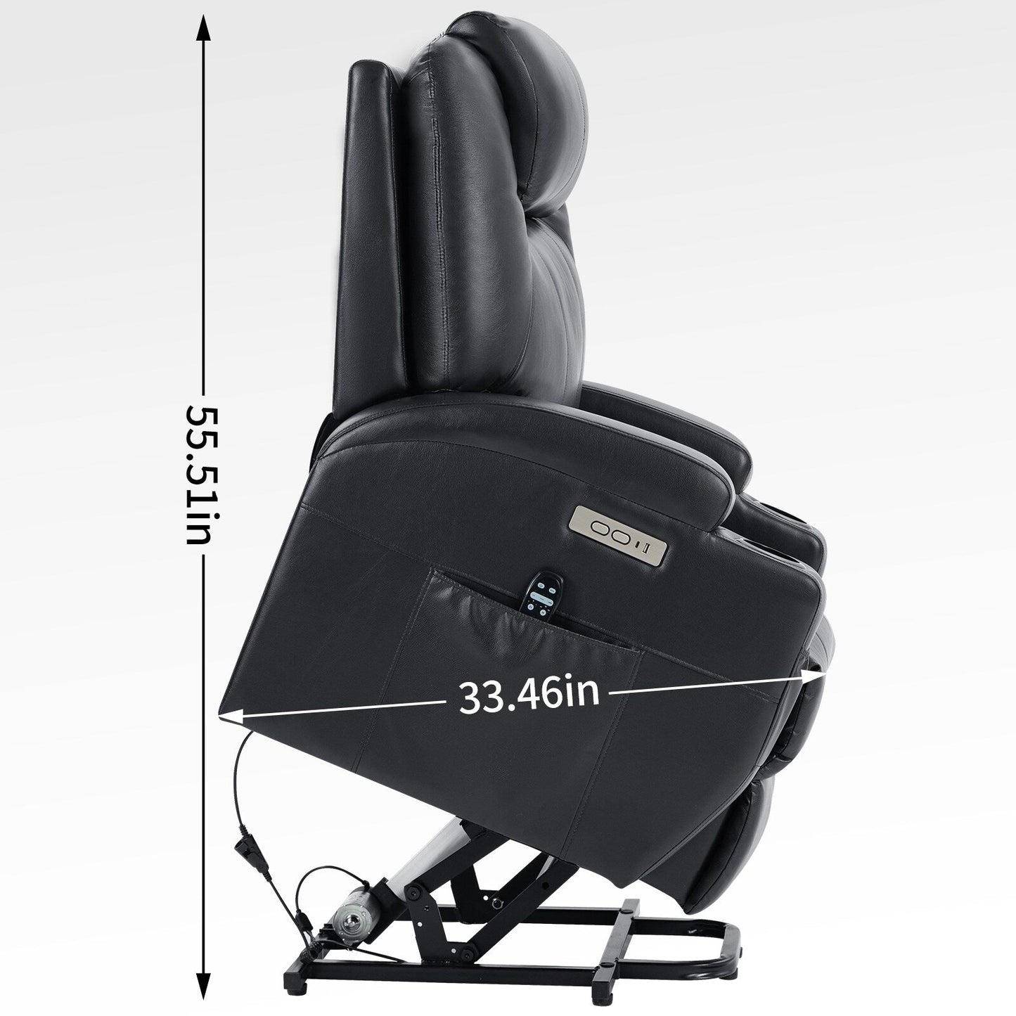Black Power Lift Recliner with Vibration Massage, Lumbar Heat, and Cup Holders