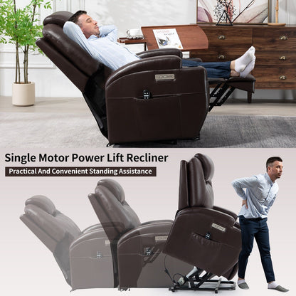 Black Power Lift Recliner with Vibration Massage, Lumbar Heat, and Cup Holders