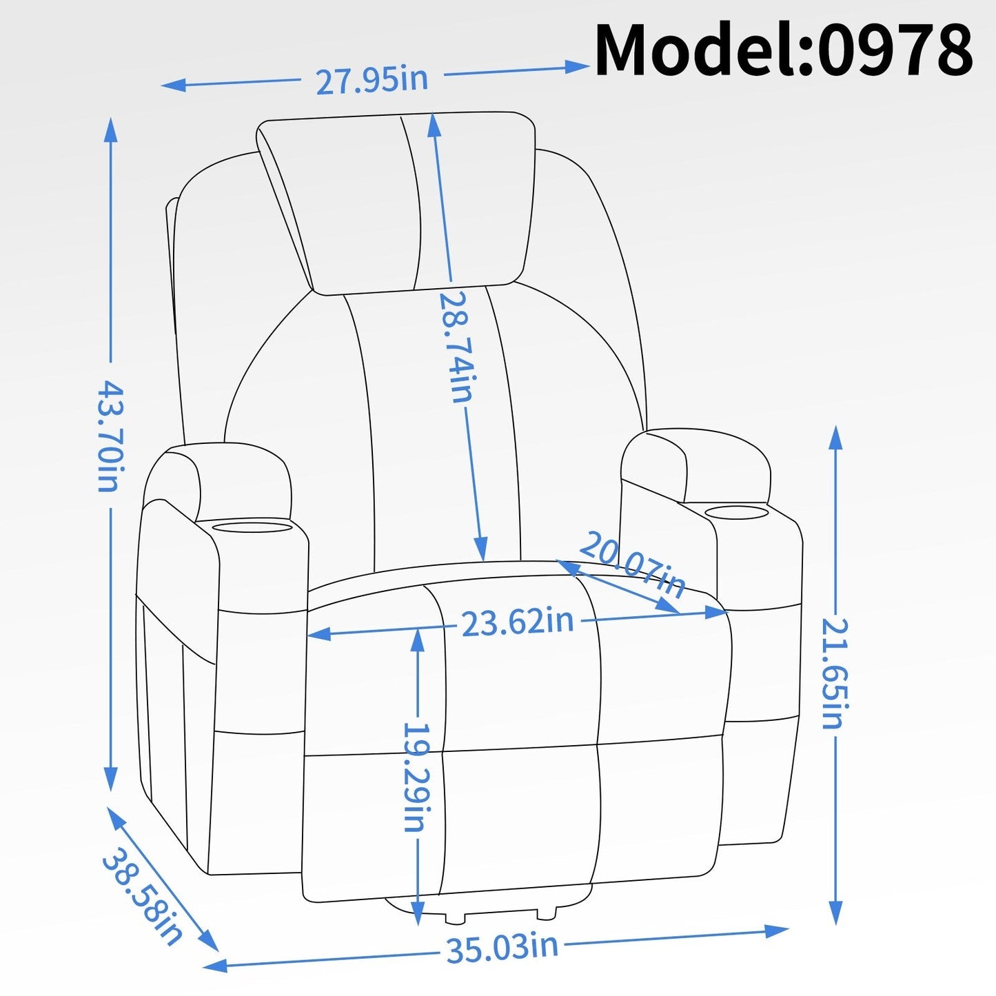 Black Power Lift Recliner with Vibration Massage, Lumbar Heat, and Cup Holders