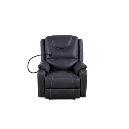 Black Power Recliner Chair, with Massage, Heating, USB Ports, Phone Holder, and Side Pockets, Adjustable Recline up to 139°