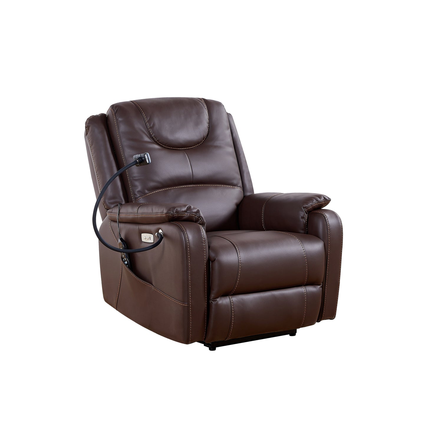 Black Power Recliner Chair, with Massage, Heating, USB Ports, Phone Holder, and Side Pockets, Adjustable Recline up to 139°