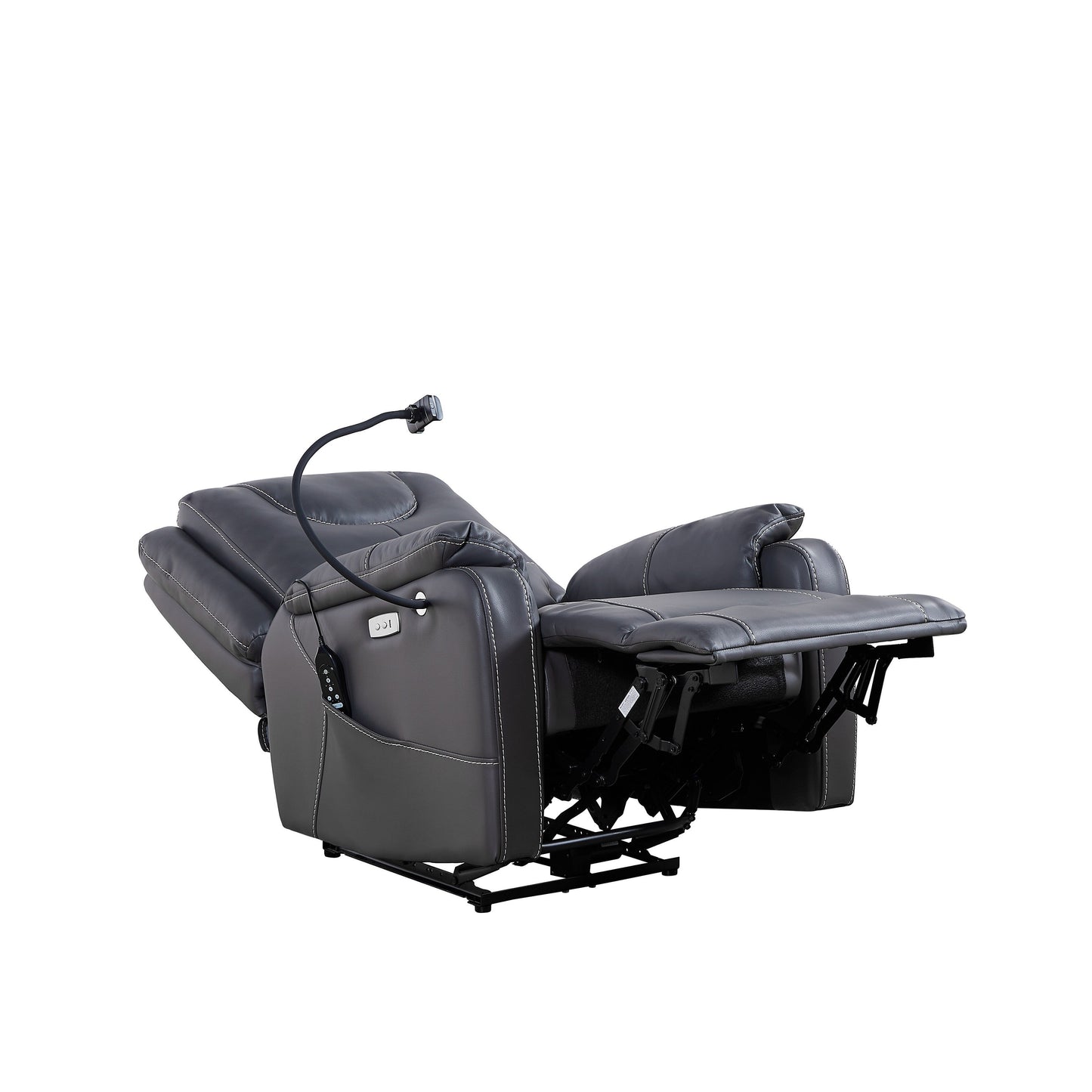 Black Power Recliner Chair, with Massage, Heating, USB Ports, Phone Holder, and Side Pockets, Adjustable Recline up to 139°