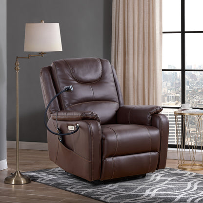 Black Power Recliner with Massage, Heat & USB Ports