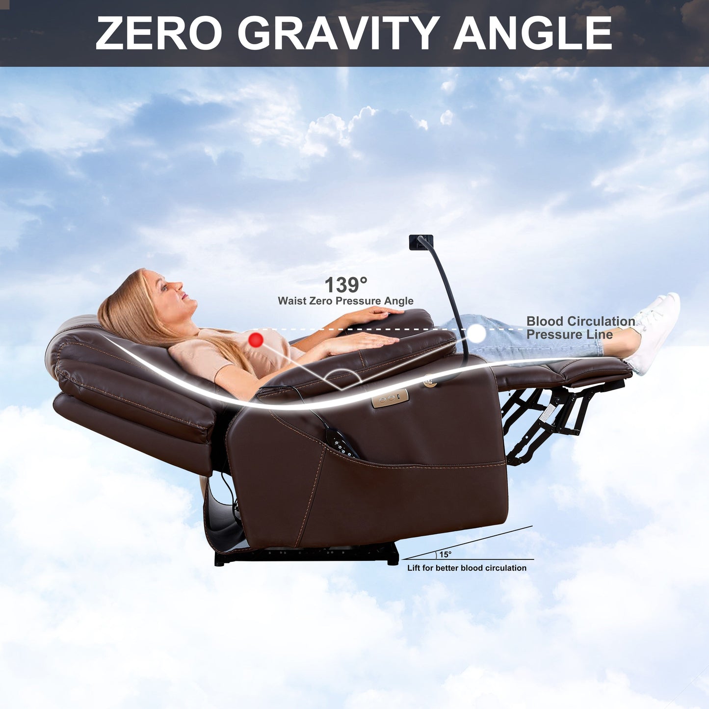 Black Power Recliner with Massage, Heat & USB Ports