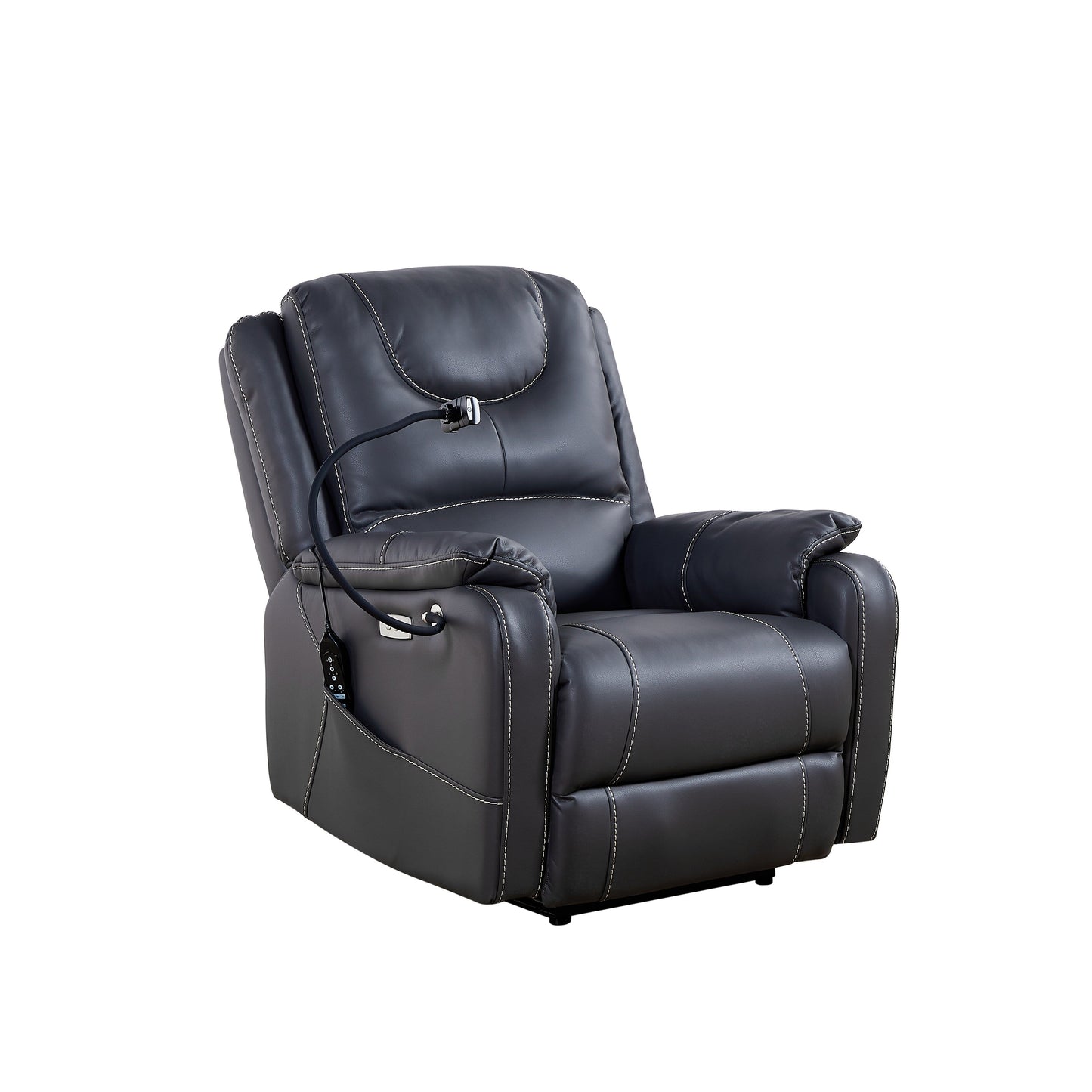 Black Power Recliner with Massage, Heat & USB Ports