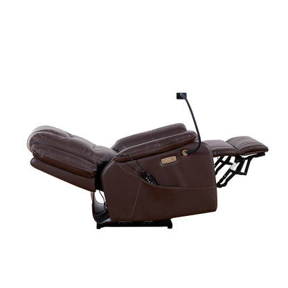 Black Power Recliner with Massage, Heat, USB, Phone Holder, and Side Pockets