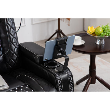 Black Power Zero Gravity Recliner with Storage Armrest, Cup Holder, Laptop Table, Phone Holder, Reading Light, USB Port