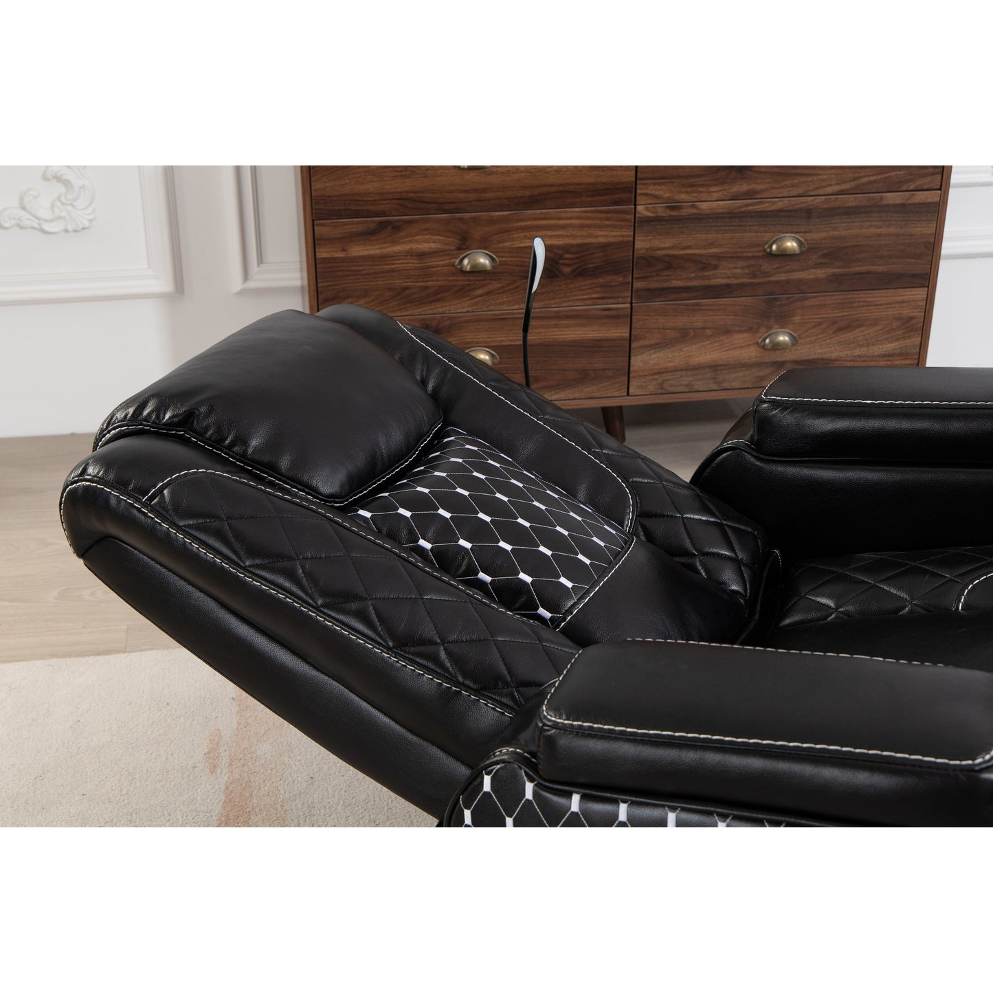 Black Power Zero Gravity Recliner with Storage Armrest, Cup Holder, Laptop Table, Phone Holder, Reading Light, USB Port
