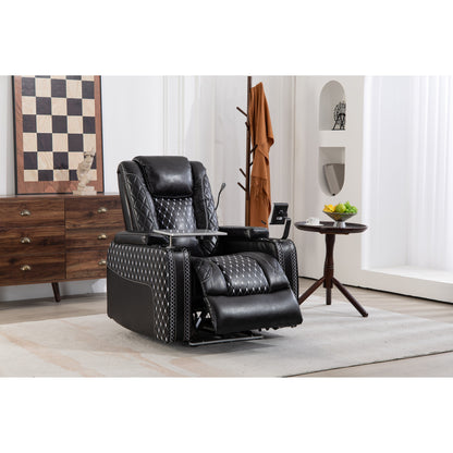 Black Power Zero Gravity Recliner with Storage Armrest, Cup Holder, Laptop Table, Phone Holder, Reading Light, USB Port
