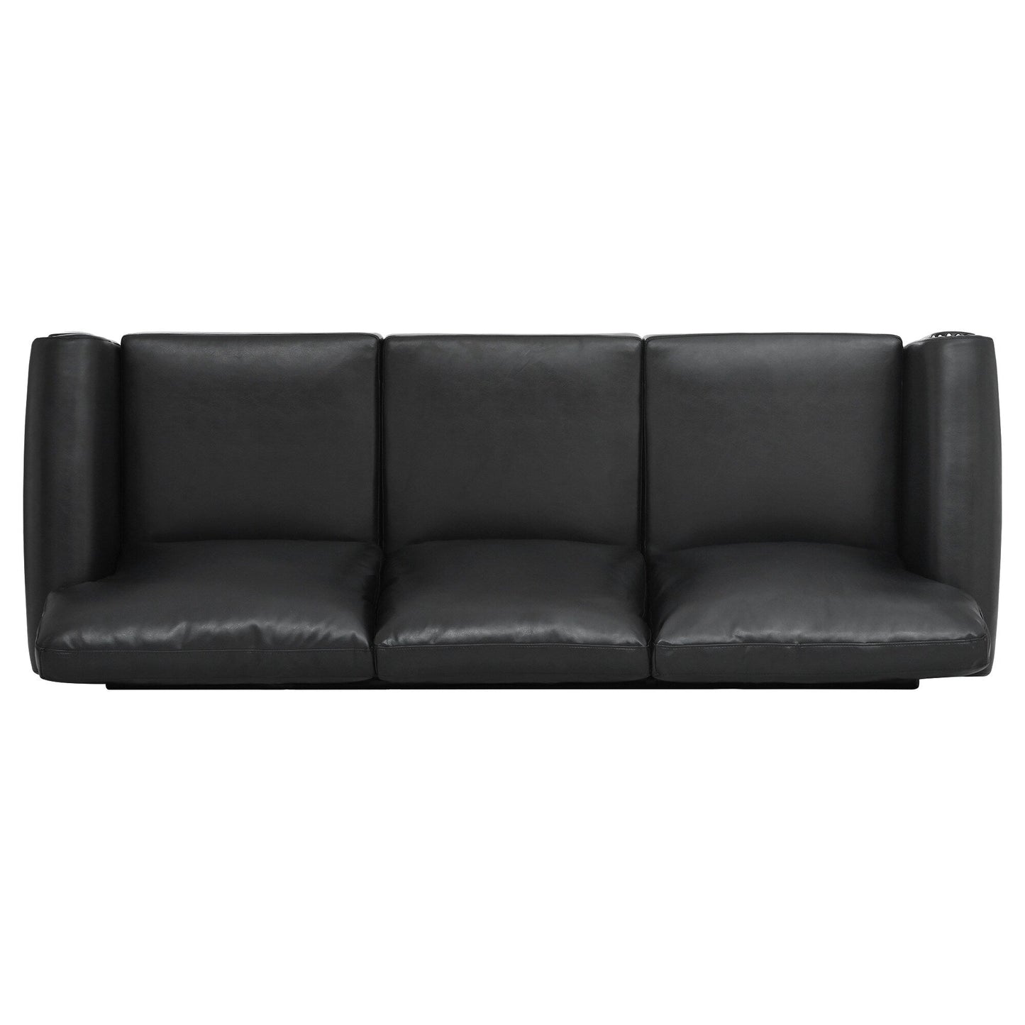 Black Pu Upholstered 3-seater Sofa with Nailheads