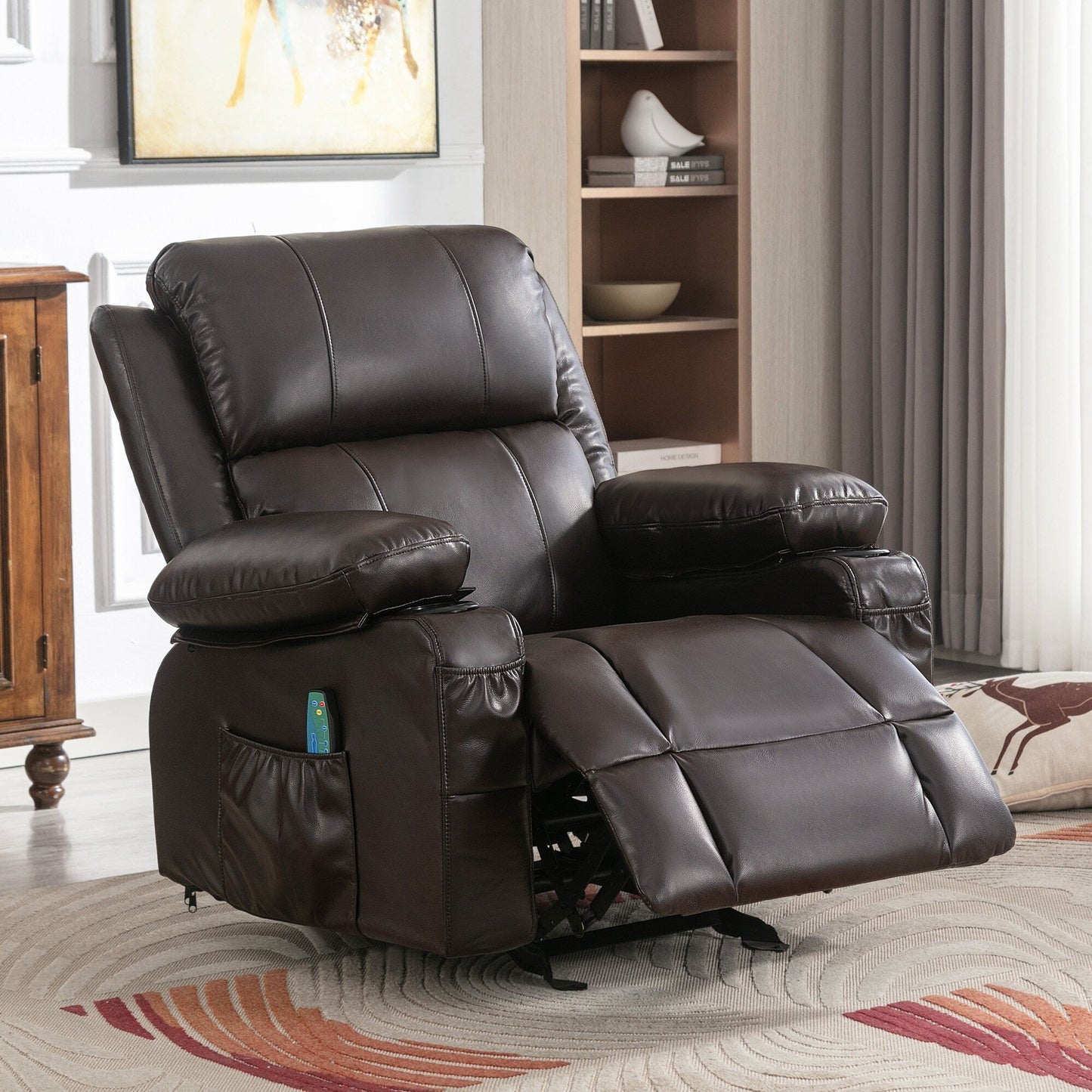Black Rocking Recliner with USB Charging, Massage, Heating, and Cup Holders for Ultimate Comfort