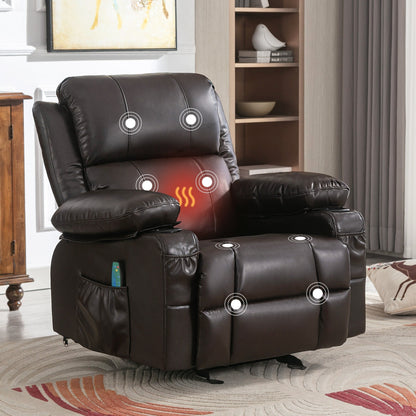Black Rocking Recliner with USB Charging, Massage, Heating, and Cup Holders for Ultimate Comfort