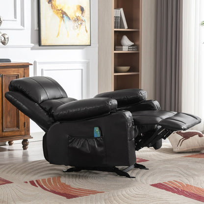 Black Rocking Recliner with USB Charging, Massage, Heating, and Cup Holders for Ultimate Comfort