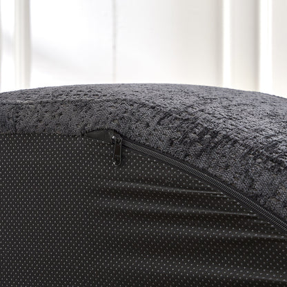 Black Round Chenille Single Sleeper Sofa with Backrest Pillow