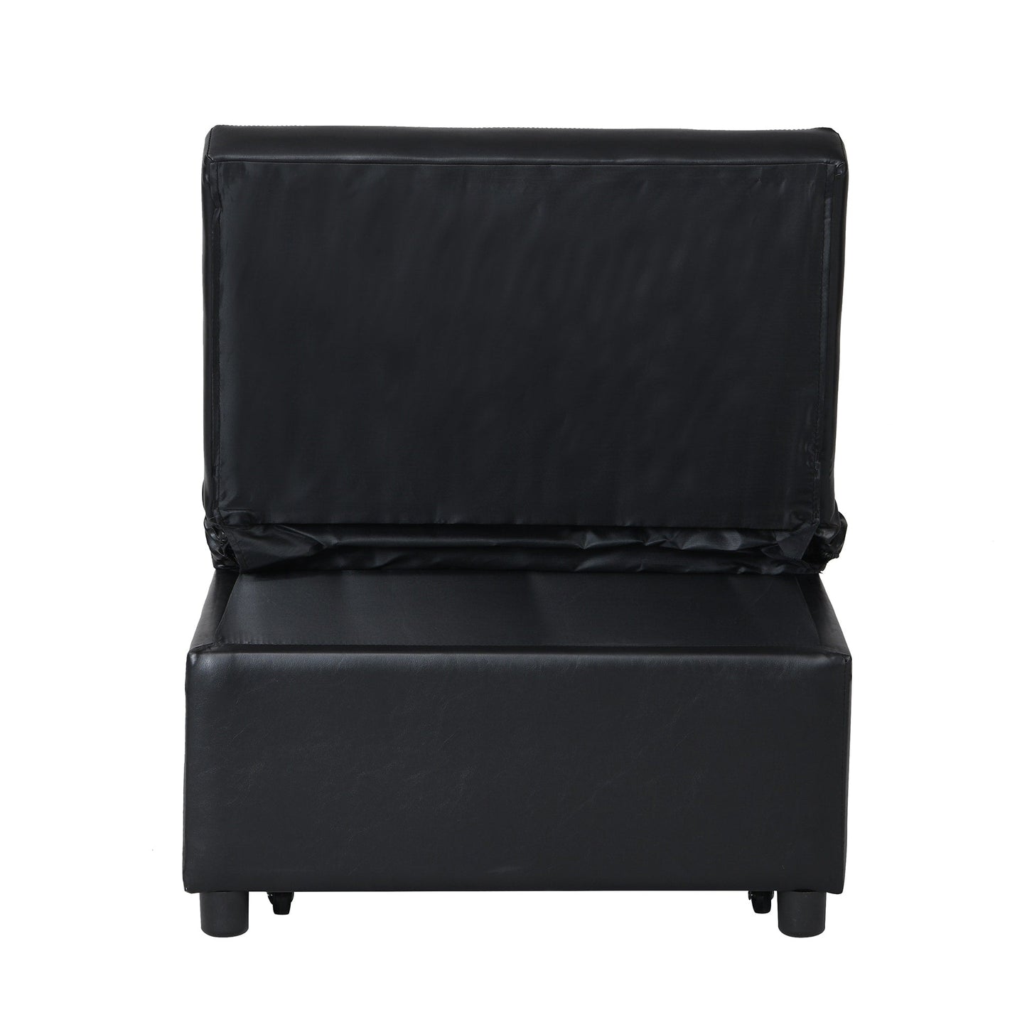 Black Single Folding Ottoman Sofa Bed with Adjustable Back