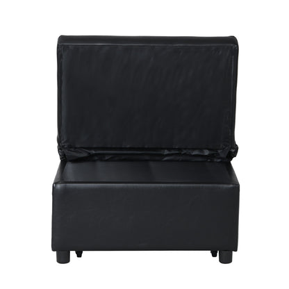 Black Single Folding Ottoman Sofa Bed with Adjustable Back