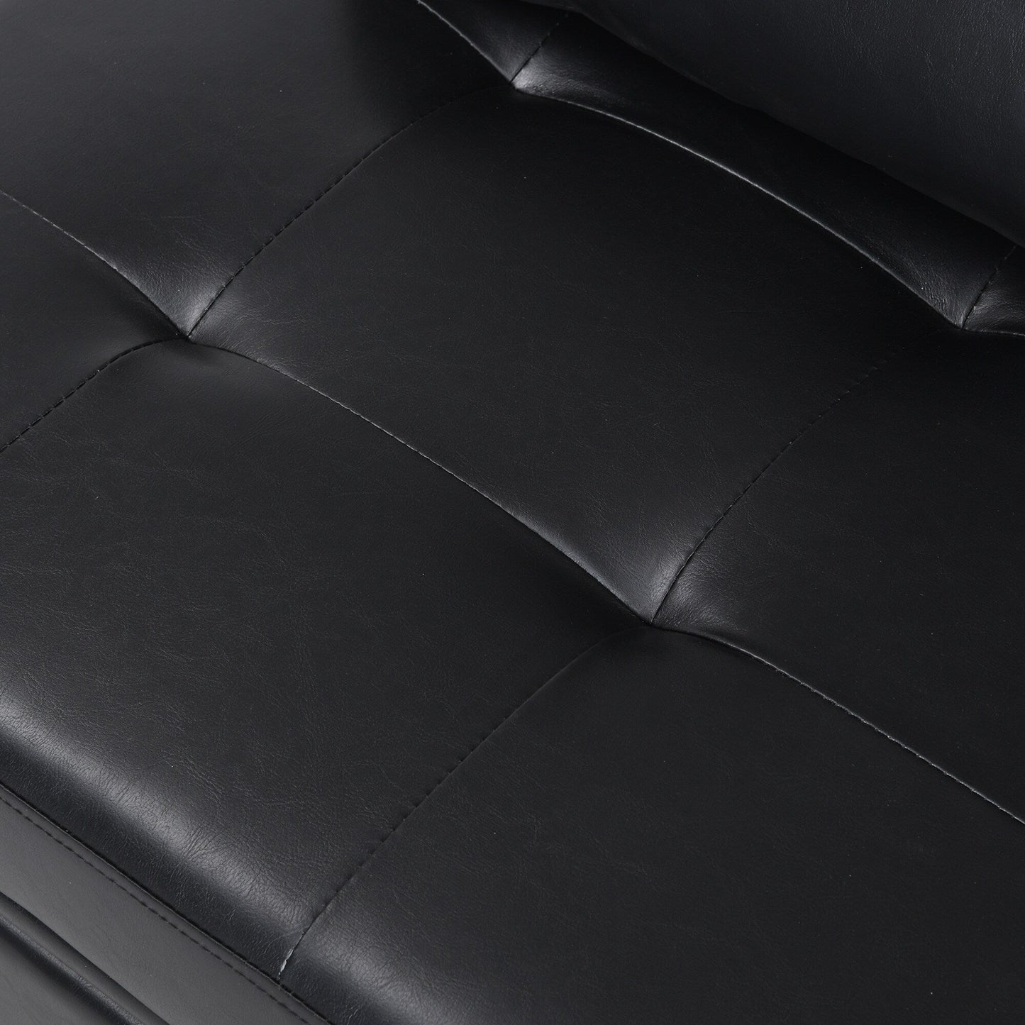 Black Single Folding Ottoman Sofa Bed with Adjustable Back
