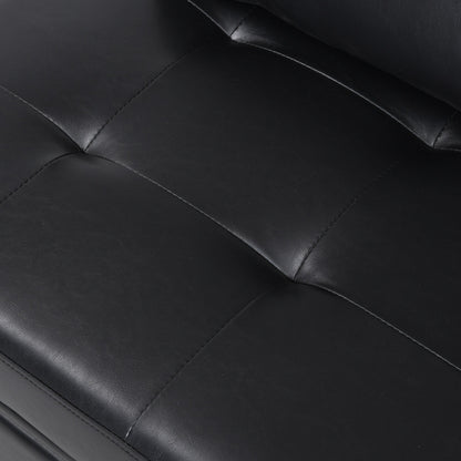 Black Single Folding Ottoman Sofa Bed with Adjustable Back