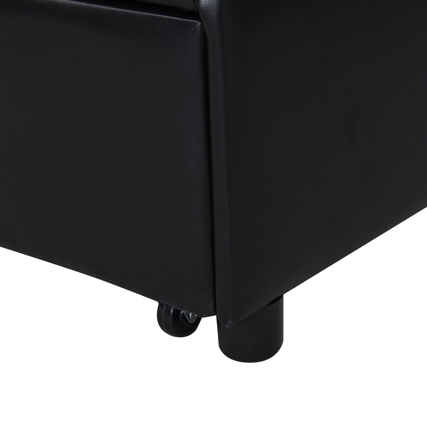 Black Single Folding Ottoman Sofa Bed with Adjustable Back