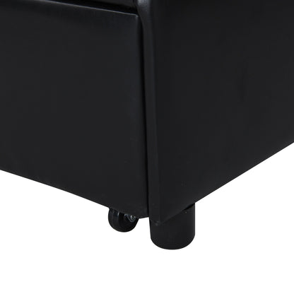 Black Single Folding Ottoman Sofa Bed with Adjustable Back