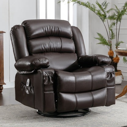 Black Swivel Rocker Recliner with Massage, Heat, USB, and Cup Holders