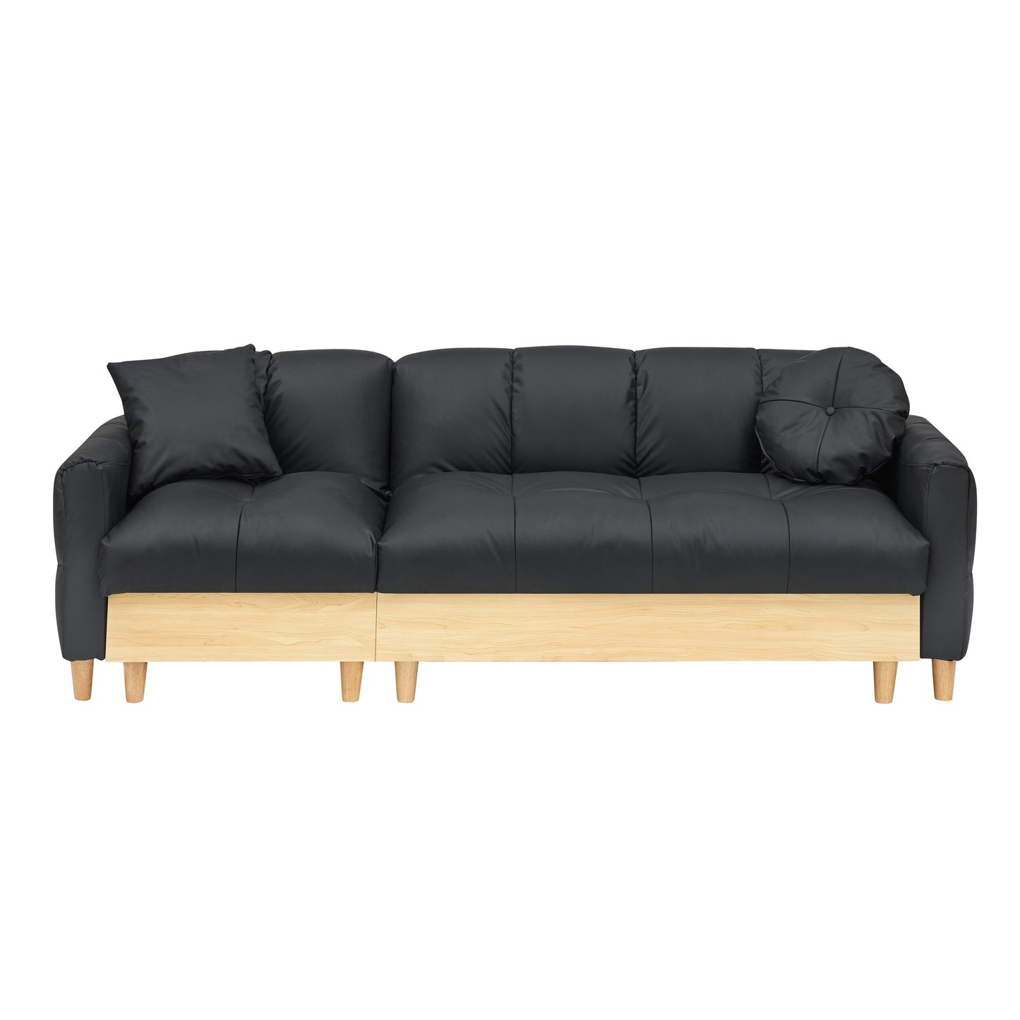 Black Tech cloth Modern 84.64 Upholstered 3-seater Sofa Bed with Pillows, Storage Seat, and Drawer