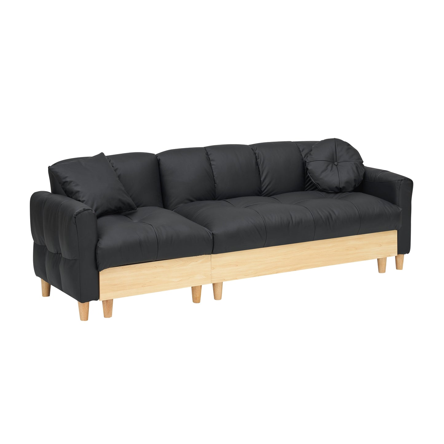 Black Tech cloth Modern 84.64 Upholstered 3-seater Sofa Bed with Pillows, Storage Seat, and Drawer