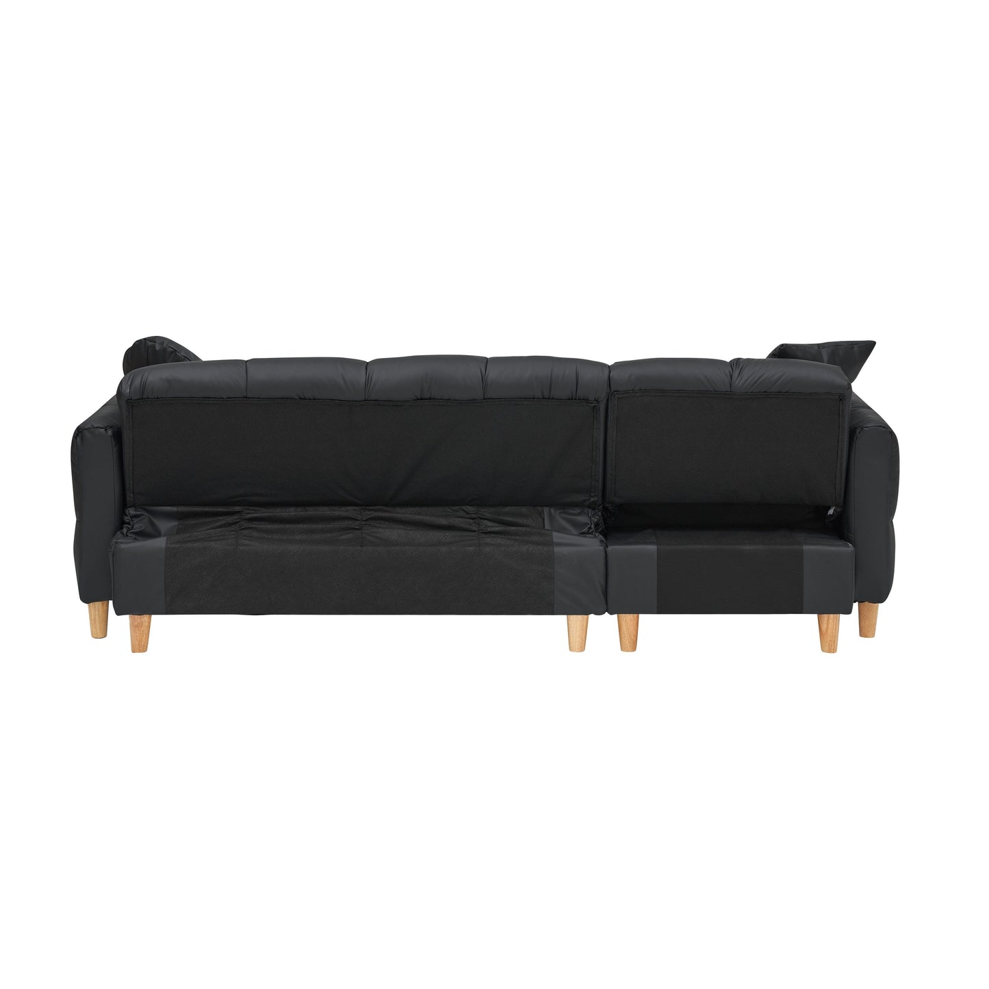 Black Tech cloth Modern 84.64 Upholstered 3-seater Sofa Bed with Pillows, Storage Seat, and Drawer