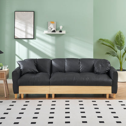 Black Tech cloth Upholstered 3-seater Sofa Bed with Storage and Drawer