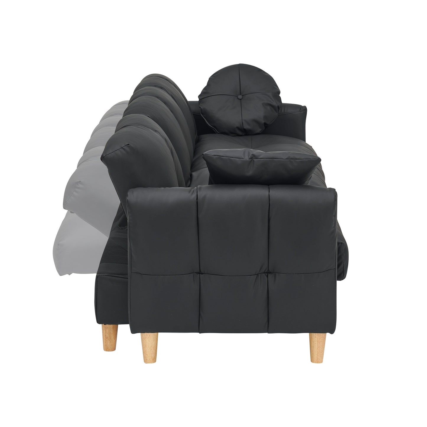 Black Tech cloth Upholstered 3-seater Sofa Bed with Storage and Drawer