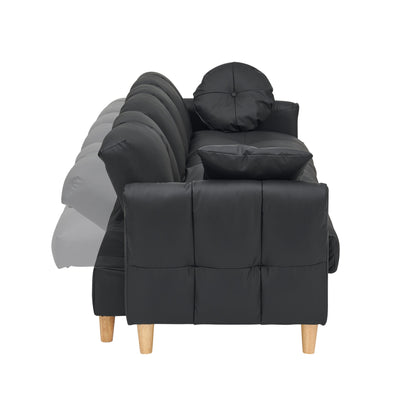 Black Tech cloth Upholstered 3-seater Sofa Bed with Storage and Drawer