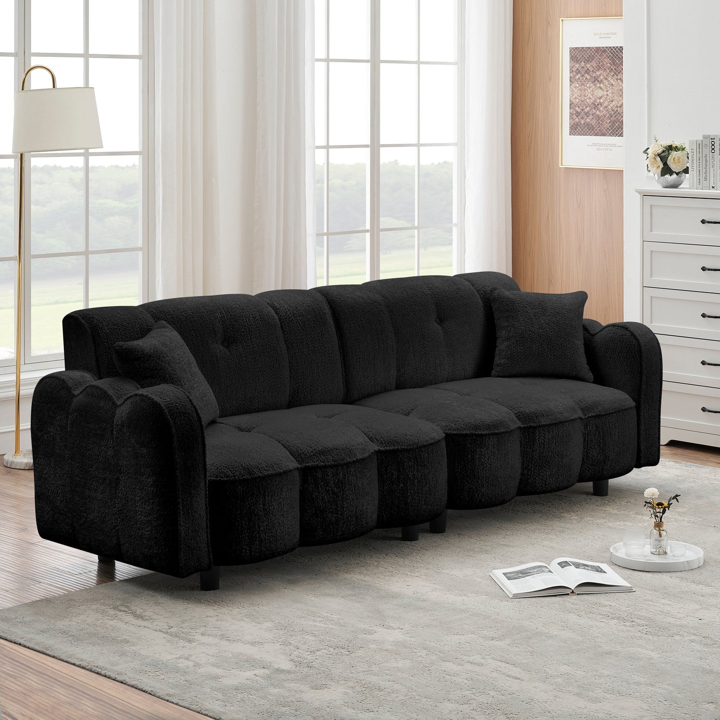 Black Teddy Plush Cloud 3-seater Sofa
