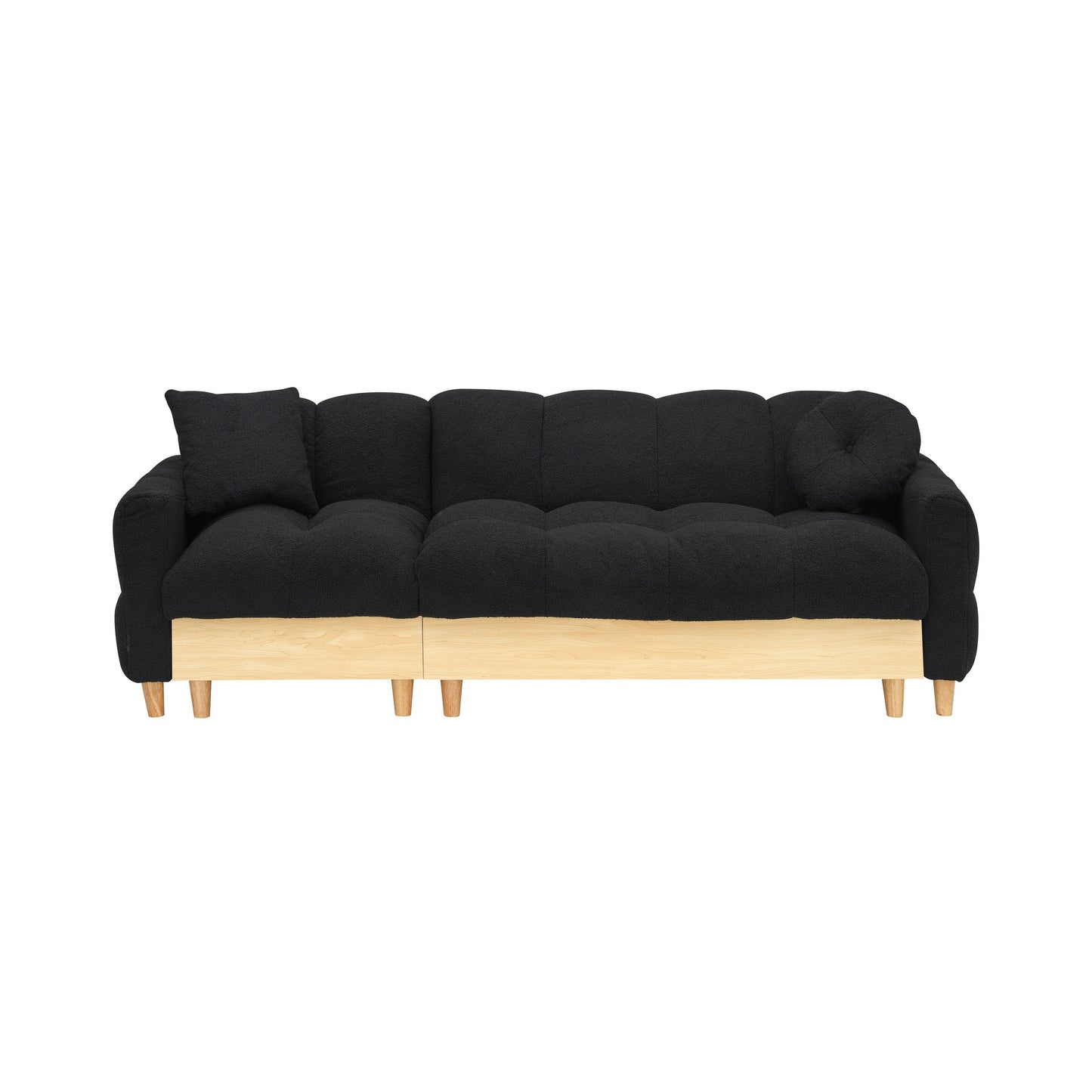 Black Teddy Upholstered 3-seater Sofa Bed with Storage and Drawer