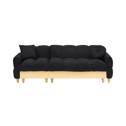 Black Teddy Upholstered 3-seater Sofa Bed with Storage and Drawer