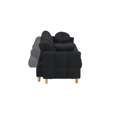 Black Teddy Upholstered 3-seater Sofa Bed with Storage and Drawer