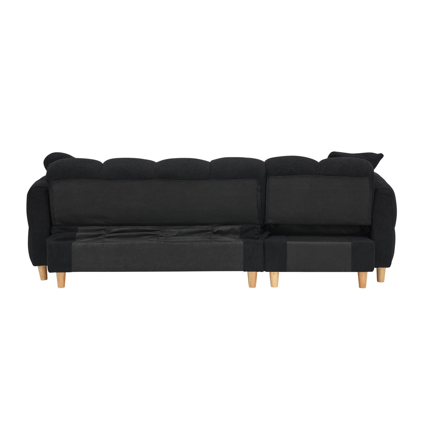 Black Teddy Upholstered 3-seater Sofa Bed with Storage and Drawer
