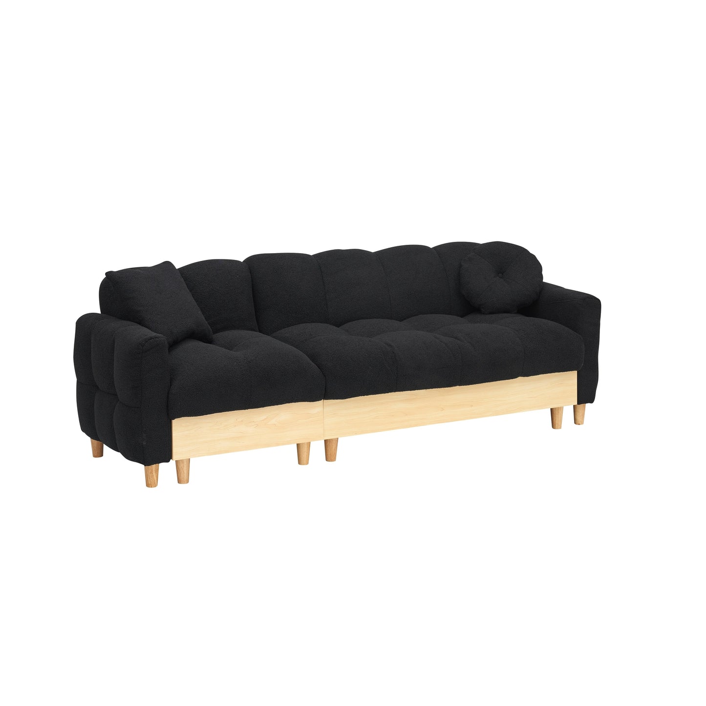 Black Teddy Upholstered 3-seater Sofa Bed with Storage and Drawer