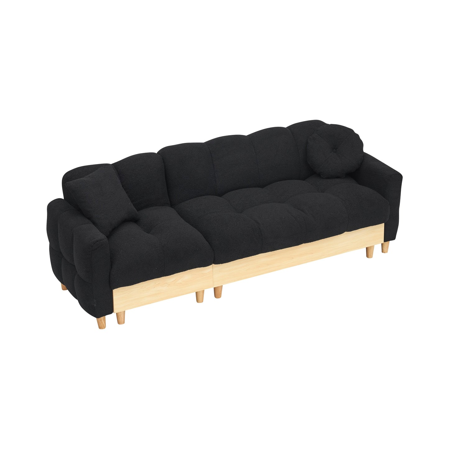 Black Teddy Upholstered 3-seater Sofa Bed with Storage and Drawer