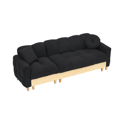 Black Teddy Upholstered 3-seater Sofa Bed with Storage and Drawer