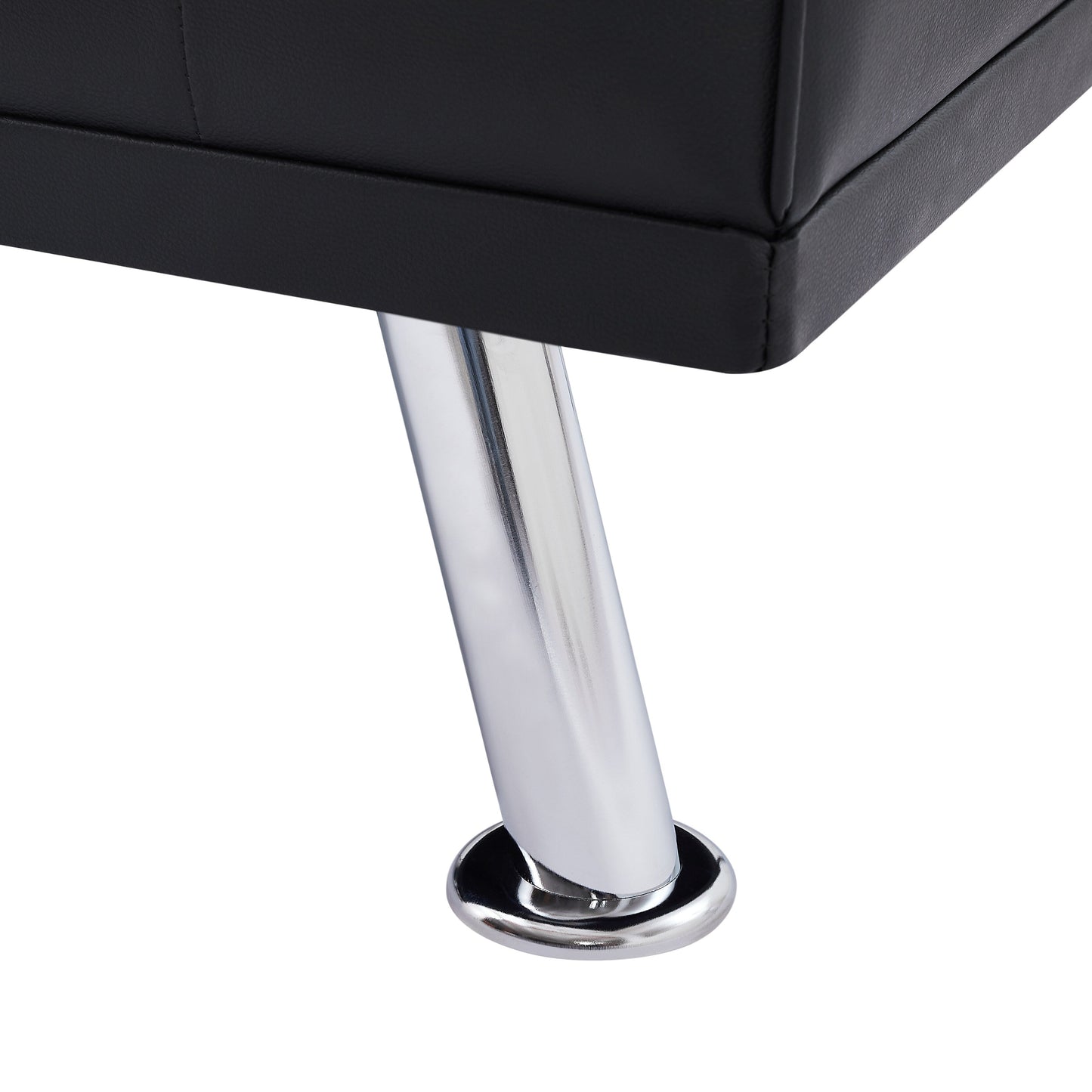 Black Upholstered 66 Loveseat Sofa Bed with 2 Cup Holders and Stainless Legs for Living Room